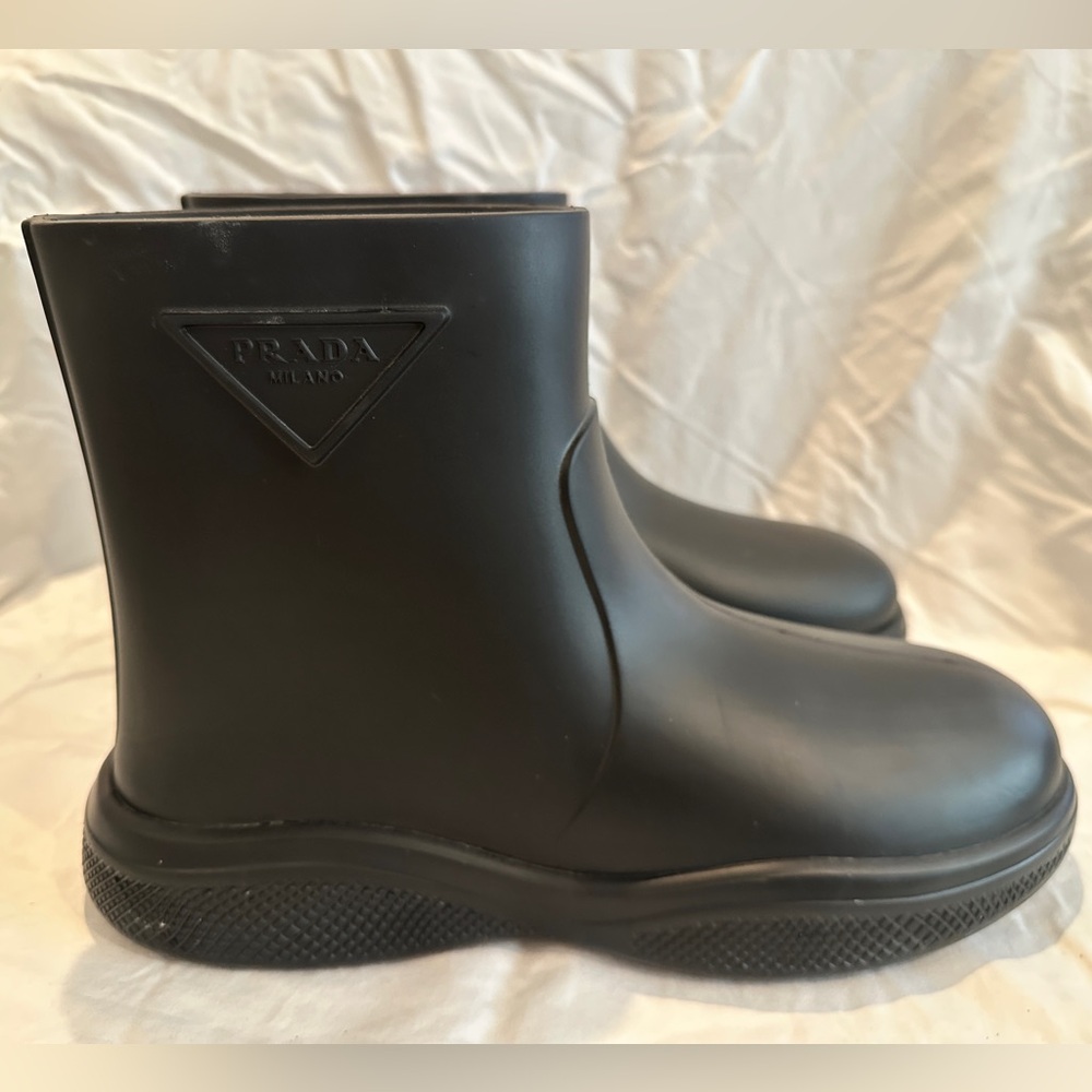 Prada Matte Black Rubber Boots